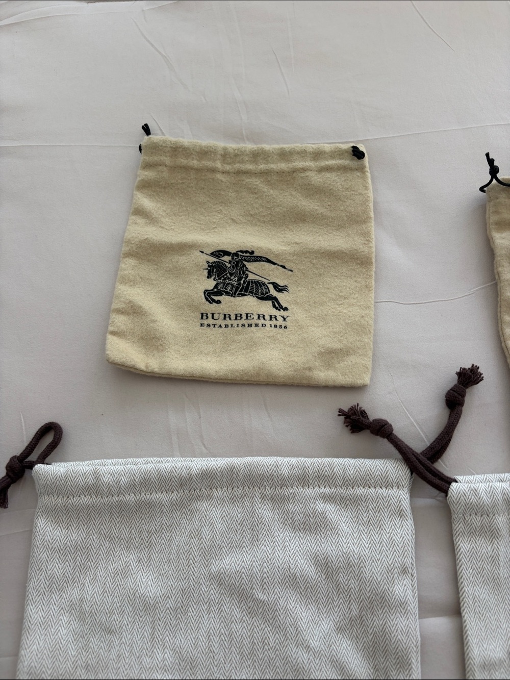 Hermes Assorted Logo Drawstring Dust Bags in Beige, Black, White, Pink - Picture 6 of 10